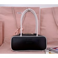 MIU MIU Beau leather bag 5BB173 Black/White 2025