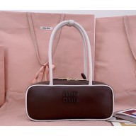MIU MIU Beau leather bag 5BB173 Briarwood/White 2025