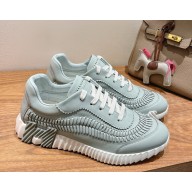 Hermes women/men Bouncing sneaker in herringbone braided calfskin light blue 2025