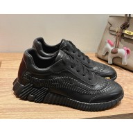 Hermes women/men Bouncing sneaker in herringbone braided calfskin black 2025
