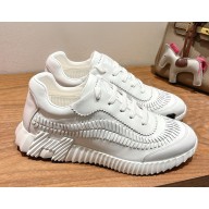 Hermes women/men Bouncing sneaker in herringbone braided calfskin blanc 2025