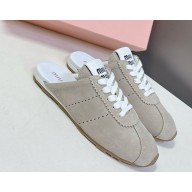 MIU MIU Plume suede mule light grey 2025