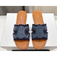 CELINE MARINA FRINGED MULE IN DENIM blue 2025 