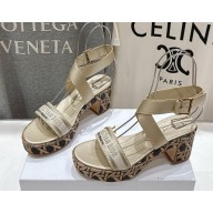 Dior Dway Heeled Sandal Natural Raffia, gold Embroidered Cotton and Calfskin 2025