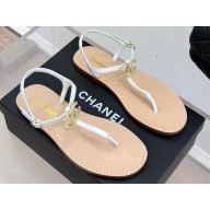Chanel sandals lambskin & cc logo white 2025