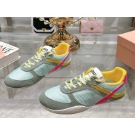 MIU MIU women/men Gymnasium technical fabric and suede sneakers 5E428E Anise/Fuchsia 2025