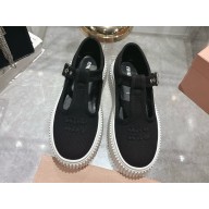 MIU MIU platform canvas mary janes black 2025
