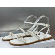 Diorissime flat Sandal white calfskin and Silver-Tone Strass 2025