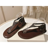 BRUNELLO CUCINELLI Monili T-Strap Sandal BROWN 2025