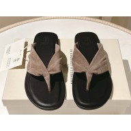 BRUNELLO CUCINELLI Suede thong sandals dark grey 2025