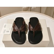 BRUNELLO CUCINELLI leather thong sandals Brown 2025
