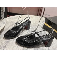 Christian Louboutin Janispikes 55 mm Mary Jane black patent leather 2025