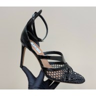 ALAÏA INFRADITO SANDALS IN FISHNET & LEATHER BLACK heel 9cm 2025