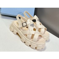 Prada platform Crisscross rubber sandals beige 2025