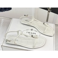 Prada thong-strap flat sandals white leather 2025