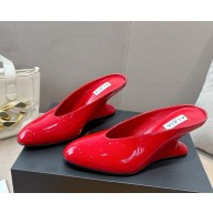 Alaïa CURVE WEDGE MULES Patent calfskin leather red heel 8cm 2025