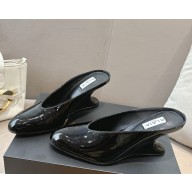 Alaïa CURVE WEDGE MULES Patent calfskin leather black heel 8cm 2025