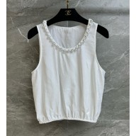Chanel white vest with pearl decoration 2025