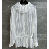 Chanel Long Blouse silk white 2025