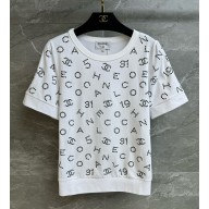 Chanel T-shirt with logo and crystal white 2025