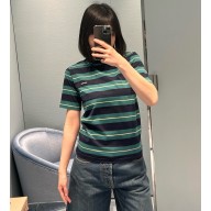 MIU MIU STRIPED COTTON T-SHIRT 2025