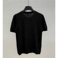 FENDI knitted Hollowed-out T-shirt black 2025