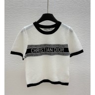 Dior knitted T-shirt white / black 2025