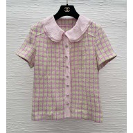 Chanel Top Cotton Tweed Pink & Light Green P79406 2025