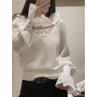 Chanel white knitted shirt with CC logo 2025