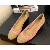 Chanel Ballet flats Raffia beige / pink G46352 heel 5cm 2025