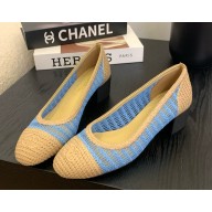 Chanel Ballet flats Raffia beige / blue G46352 heel 5cm 2025