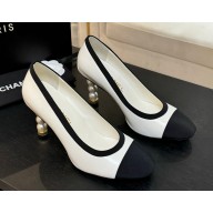 Chanel Lambskin Grosgrain Pearl Cap Toe Pumps heel 8.5cm black / white 2025