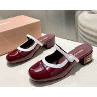 Miu Miu Patent leather mule burgundy / white heel 4.5cm 2025