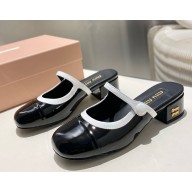 Miu Miu Patent leather mule black / white heel 4.5cm 2025