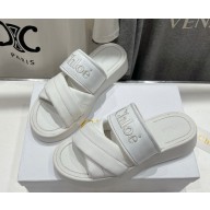 Chloé mila sandals padded taffeta and grained leather white 2025