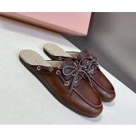 MIU MIU leather mules 5D455E Cognac 2025