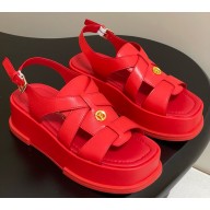 Louis Vuitton Maya platform sandal 1ACYL0 Cerise Red calf leather 2025