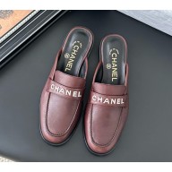 Chanel mules calfskin leather brown 050606 2025