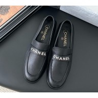 Chanel loafers calfskin leather black 050601 2025