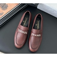 Chanel loafers calfskin leather brown 050602 2025