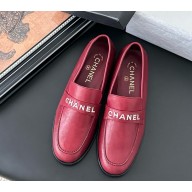 Chanel loafers calfskin leather red 050604 2025