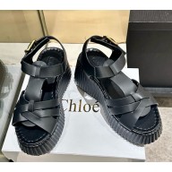 Chloe Nama wedge sandal smooth cowhide black 2025 