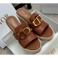Dior 30 Montaigne Wedge Slide Camel Calfskin heel 9.5cm 2025
