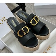 Dior 30 Montaigne Wedge Slide black Calfskin heel 9.5cm 2025