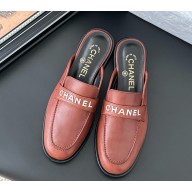 Chanel mules calfskin leather Camel 050607 2025
