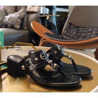 Balenciaga City 55mm Thong in black Arena lambskin 2025  