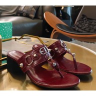 Balenciaga City 55mm Thong in burgundy Arena lambskin 2025  