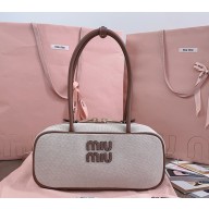 MIU MIU Beau canvas and leather bag 5bb147 Beige/Brandy 2025