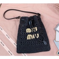 MIU MIU Woven fabric mini-bag 5ND016 black /beige 2025