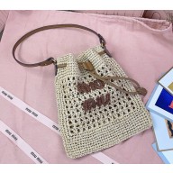 MIU MIU Woven fabric mini-bag 5ND016 Beige/Cognac 2025